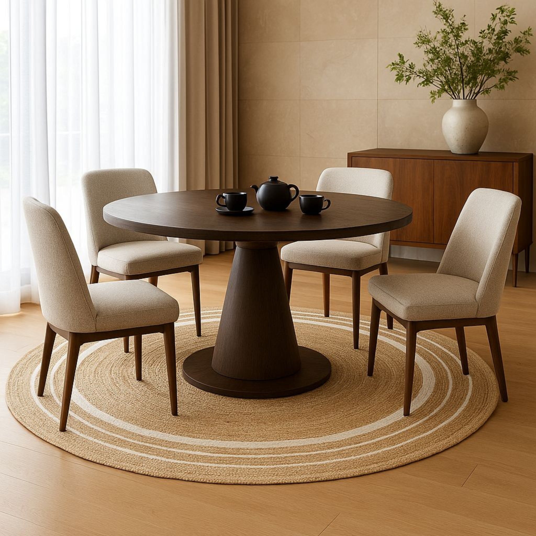 Boho Chic Natural Jute Round Rug | Ideal for Residential & Commercial Spaces | RC-03